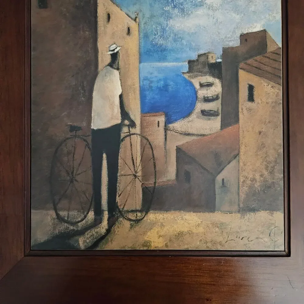 Didier Lourenco Village Seascape Framed Fiberboard Wall Art Coastal Decor